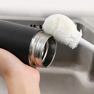 Neue Silikon-Milchflaschenbürste, Tassenwäscher, Glasreiniger, Küchenreinigungswerkzeug, langer Griff, Reinigungsbürste für Getränkeflaschen, Glastassen