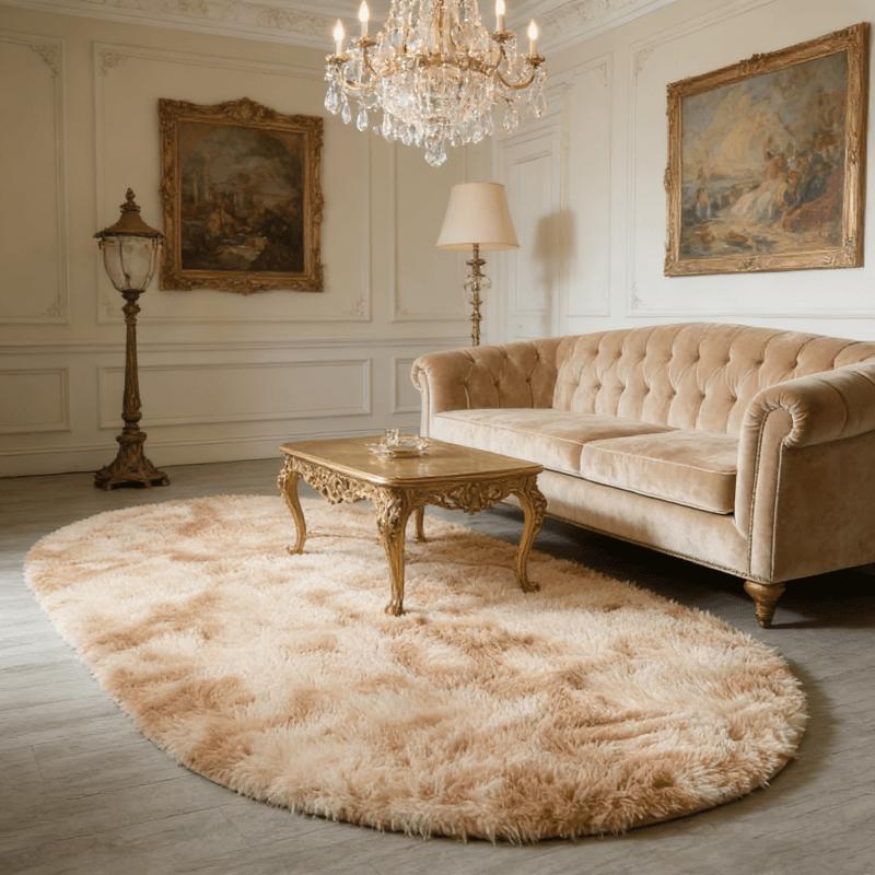 Rainbow Plush Carpet Oval Fluffy Rug For Girl Bedroom Long Pile Soft Beside Mat Large Area Rug Living Room Shaggy Kids Playroom Mat