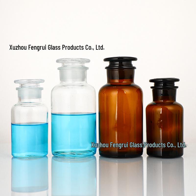 Wide-Mouth Frosted Glass Reagent Bottle, Transparent & Brown Light-Shielding Chemical Bottle