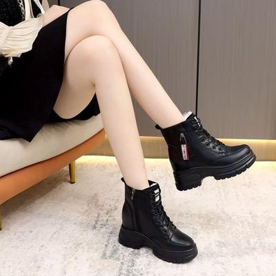New Inner Height-increasing Martin Boots Autumn and Winter Velvet Versatile Women's Shoes Slim Small Casual Short Boots