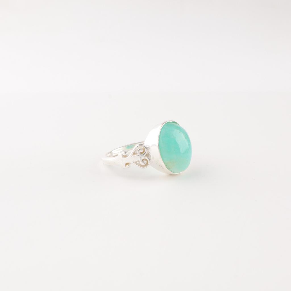 Přírodní amazonitový drahokam 925 Sterlingové stříbro Šperky Ručně vyráběný Stylový Prsten RR-66-35