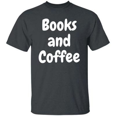 Books and Coffee Unisex Tshirt Reader Tee Black Dark Heather Navy