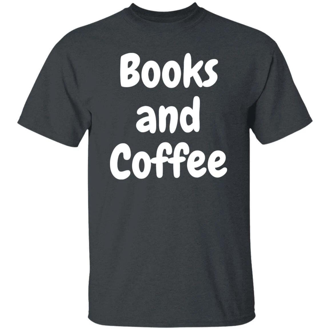 Books and Coffee Unisex Tshirt Reader tee Black Dark Heather Navy S