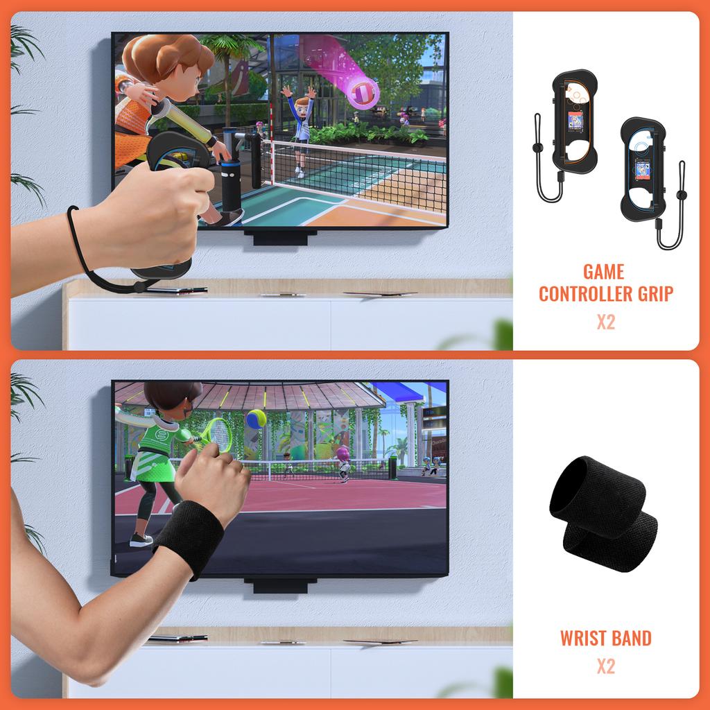 JYS-NS2277 For Nintendo Switch 2 Sports Game Accessories 12 In 1 Tennis Racket Golf Club Leg Strap Sword Set