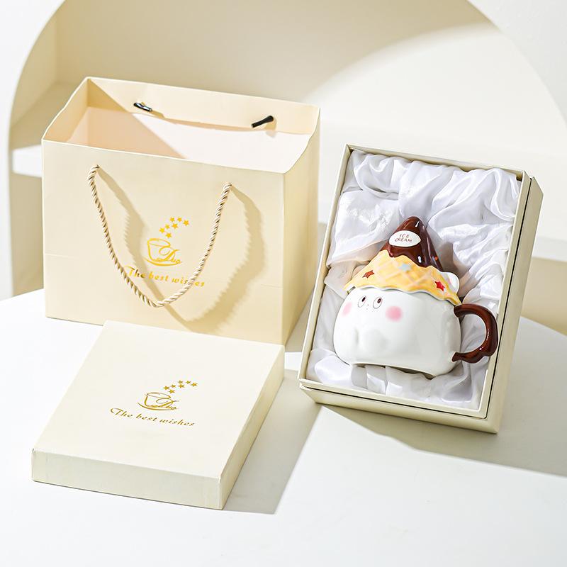 Cartoon Expression Ceramic Mug High Looking Souvenir Gift Water Cup for Best Friend Girl Heart Cup Home Breakfast Cup