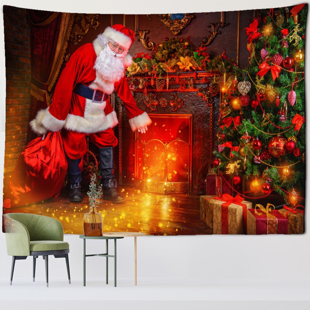 Christmas Tree Fireplace Tapestry Wall Hanging Witchcraft Psychedelic Gift Socks New Year Room Hippie Home Decor