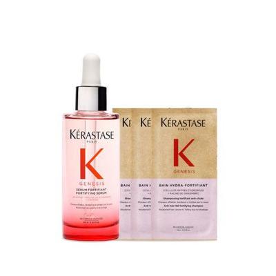 Kérastase Genesis Anti Hair-Fall Fortifying Serum 90ml with Genesis Shampoo 10ml × 3 Gift Set