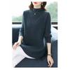 Maglione da donna a tinta unita di media lunghezza per autunno e inverno, effetto invecchiato, aderente, elegante, pullover in maglia