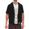 Men's Knit Short Sleeve Button Down Shirt Hollow Out Casual Top.