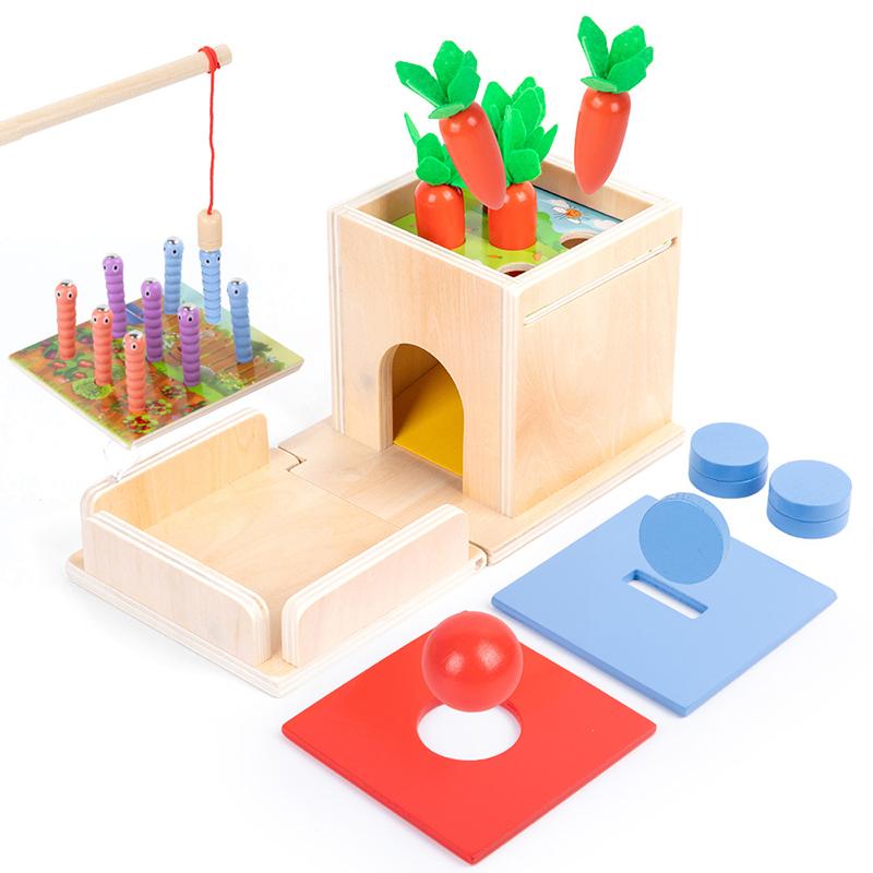 Baby Wooden Montessori Box Sensory Toys Color Shape Sorting Matching Games Winder Object Permanence Activities Educational Toys
