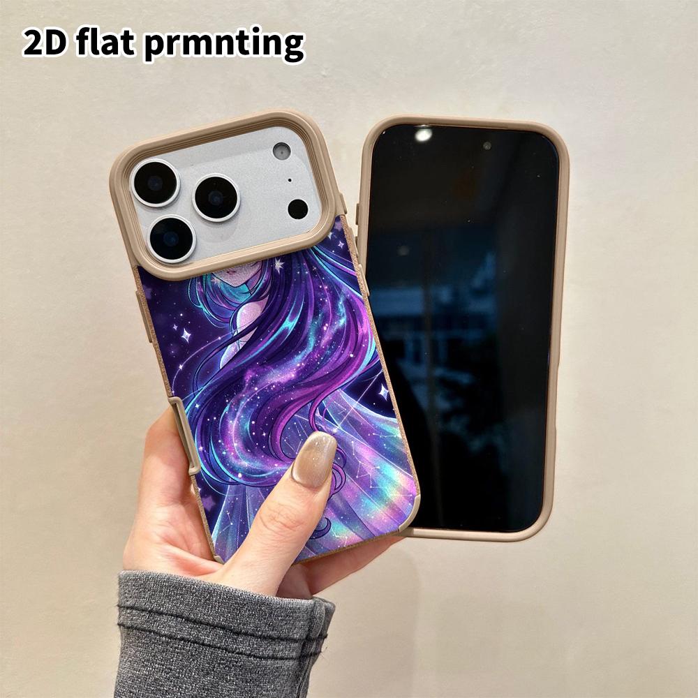 Phone Case: 2D Flat Lambskin Suitable for iPhone 18 17 16 15 14 13 Pro Protective Case, Starry Sky Girl, Christmas and Halloween Gifts