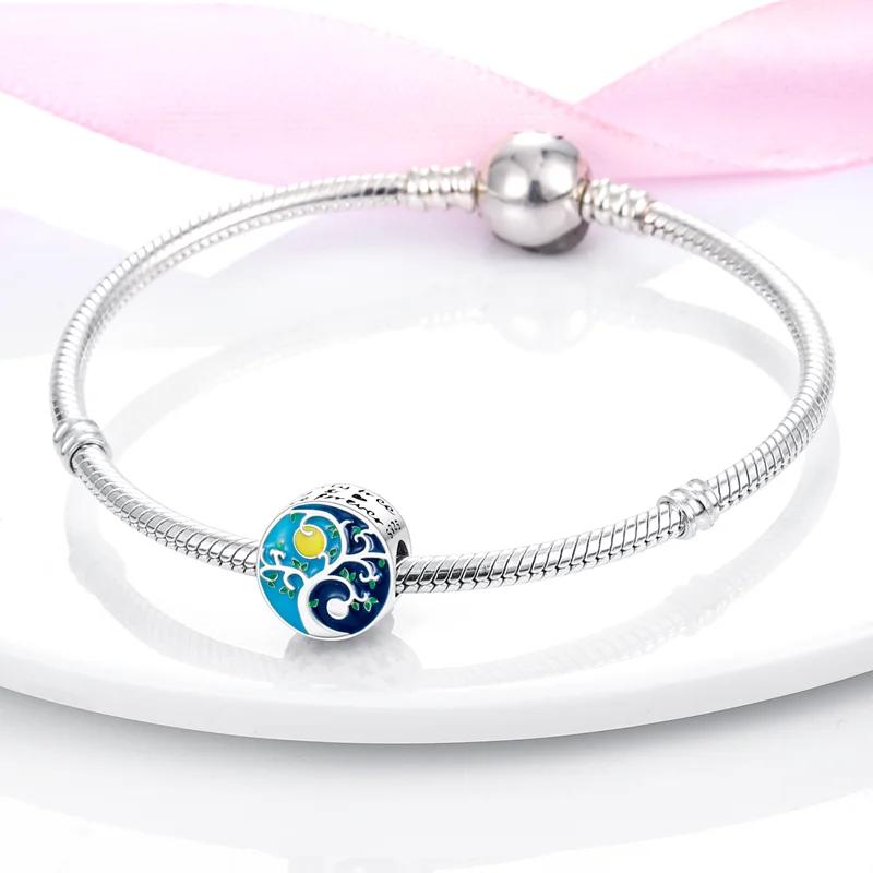 Charms Coppermysterious Starry Sky Life Tree Beads Fit Charms Plataoriginal Bracelet Beads Women Jewellery Making Diy