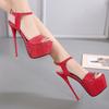 Women's High-Heeled Sandals 15cm Super High Heels Thin Heels Waterproof Platform One-Button Strap Sexy Women's Shoes 2026