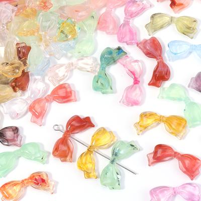 30pcs 29x14mm Acrylic Bow Beads Colorful Bowknot Loose Bead For Jewelry Making DIY Bracelet Necklace Phone Key Chain Accessories
