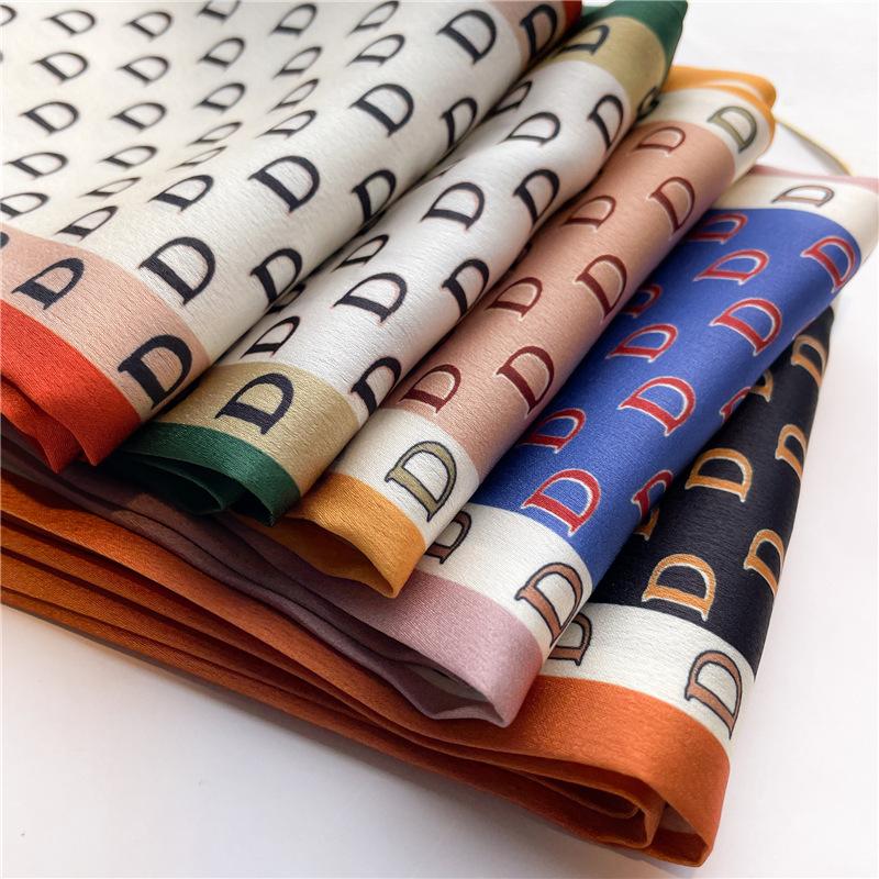 Women Luxury Design Print Silk Ribbon Female Foulard Floral Headband Neck Tie Bag Suit Scarf Hair Band Kerchief Neckerchief