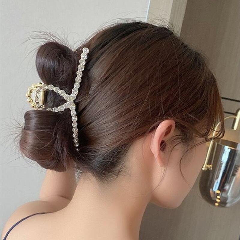 Gold Metal Pearl Cubic King Hair Clip 01 Pearl Hair Clip