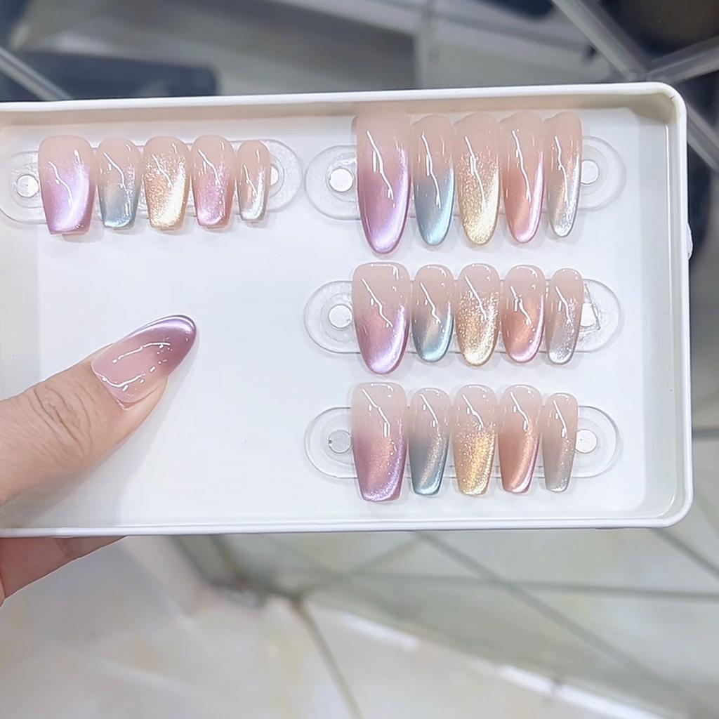 Ręcznie tkany Pancerz Kolorowy Streamer Czysty Róż Pancerz High-endowy Kolorowy Pomiar Światła Kocie Oko Naklejka na Paznokcie