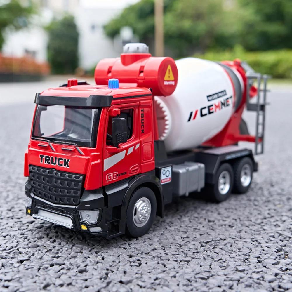 1/24 Elektrischer Betonmischer LKW Spielzeug Modellauto Legierung Druckguss Ingenieurfahrzeuge Türen Öffnen Ton Licht Rückzieher Spielzeug Geschenk Für Kinder red