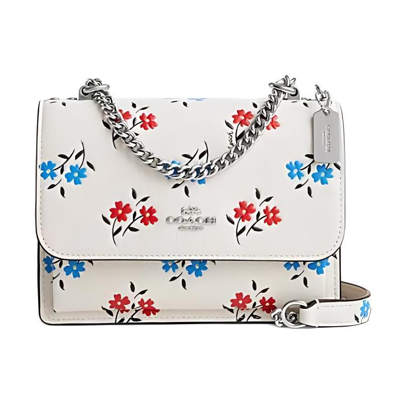 

COACH Klare 18 Printed Chain Shoulder Strap Leather Crossbody Bag Small Women s Chalk білий