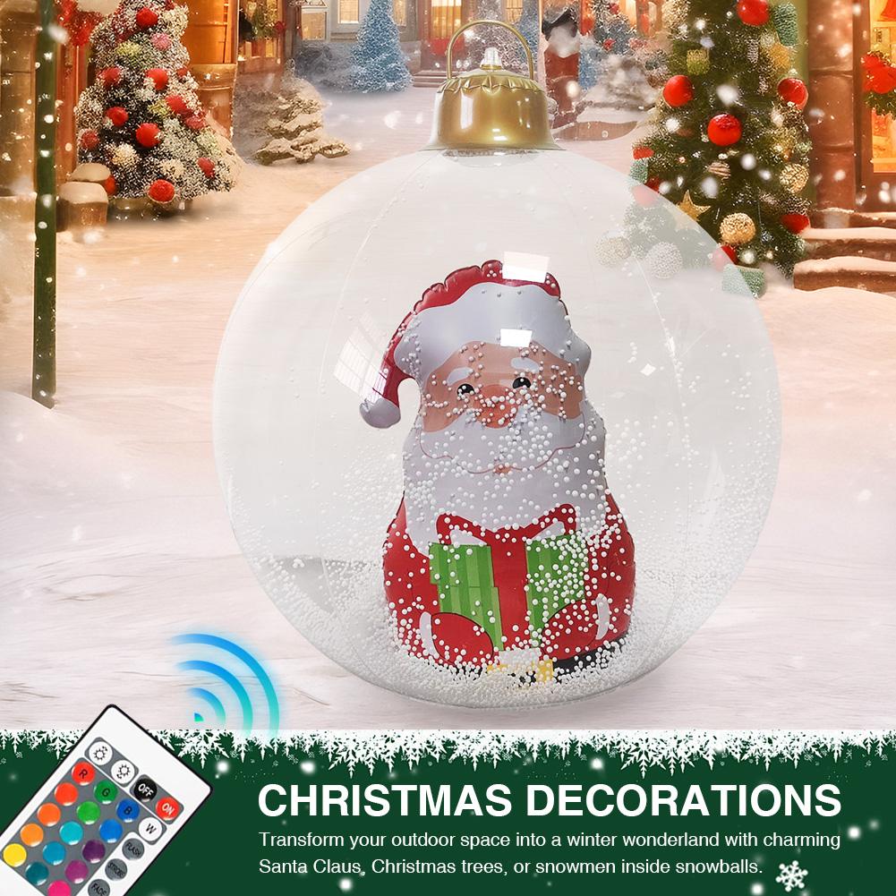 Light Up Inflatable Christmas Balls Ornaments PVC Inflatable Christmas Decorations Ball with LED Light for Xmas Porch Lawn Yard
