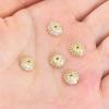 8mm Spacer Bead Caps Gold Plated Brass with Shiny Zircon Flower Bead Copper End Caps for Jewelry Making Supplies DIY Accessories