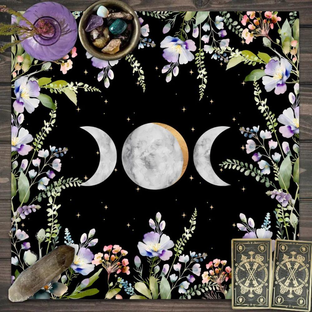 Fashion Moonlight Flower Tarot Card Table Cloth Floral Altar Card Mat Rose Decorative Card Mat