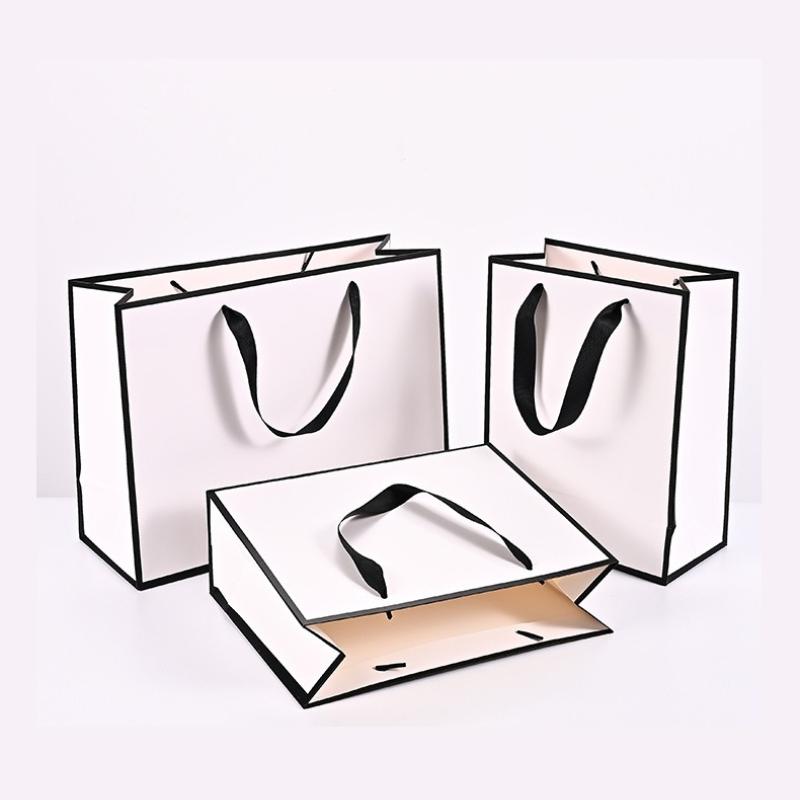 Bolsas Tote com Borda Dourada Sacos de Papel com Alça Artesanato DIY Caixas de Presente para Roupas Sacos com Borda Preta Sacos para Presente de Aniversário, Natal, Casamento e Madrinha