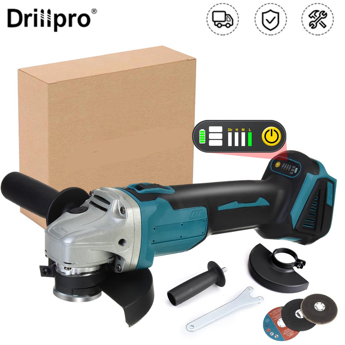 

Drillpro 125 мм 4-скоростная бесщеточная электрическая угловая шлифовальная машина Беспроводная DIY деревообрабатывающий электроинструмент шлифовальный станок для Makita 18 В батарея