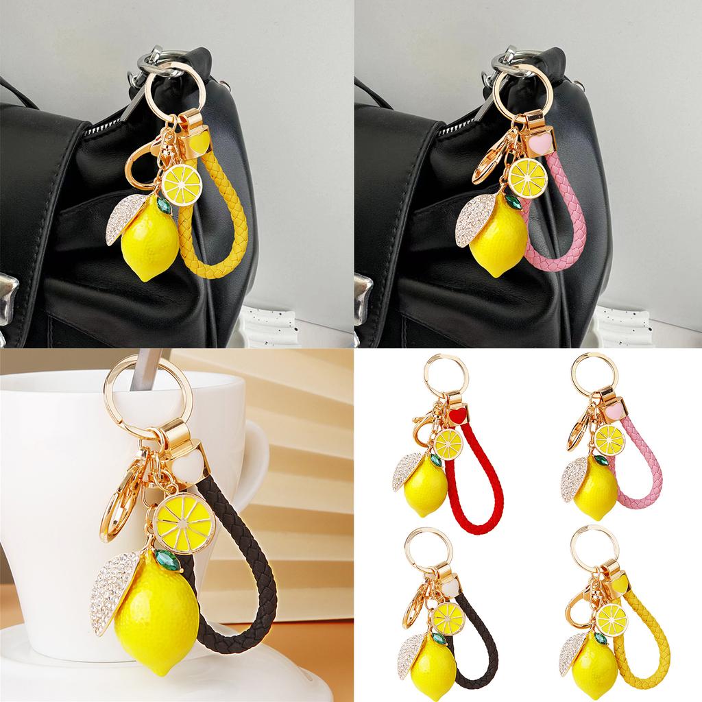 Fashionable Lemon Key Ring With 4 Vibrant Rope Choices Metal Material Lightweight 10.5cm For Practical Use