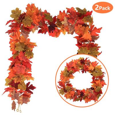 Autumn Festival Maple Leaf Vine Display: Fake Leaves for Halloween & Decorative Scenery