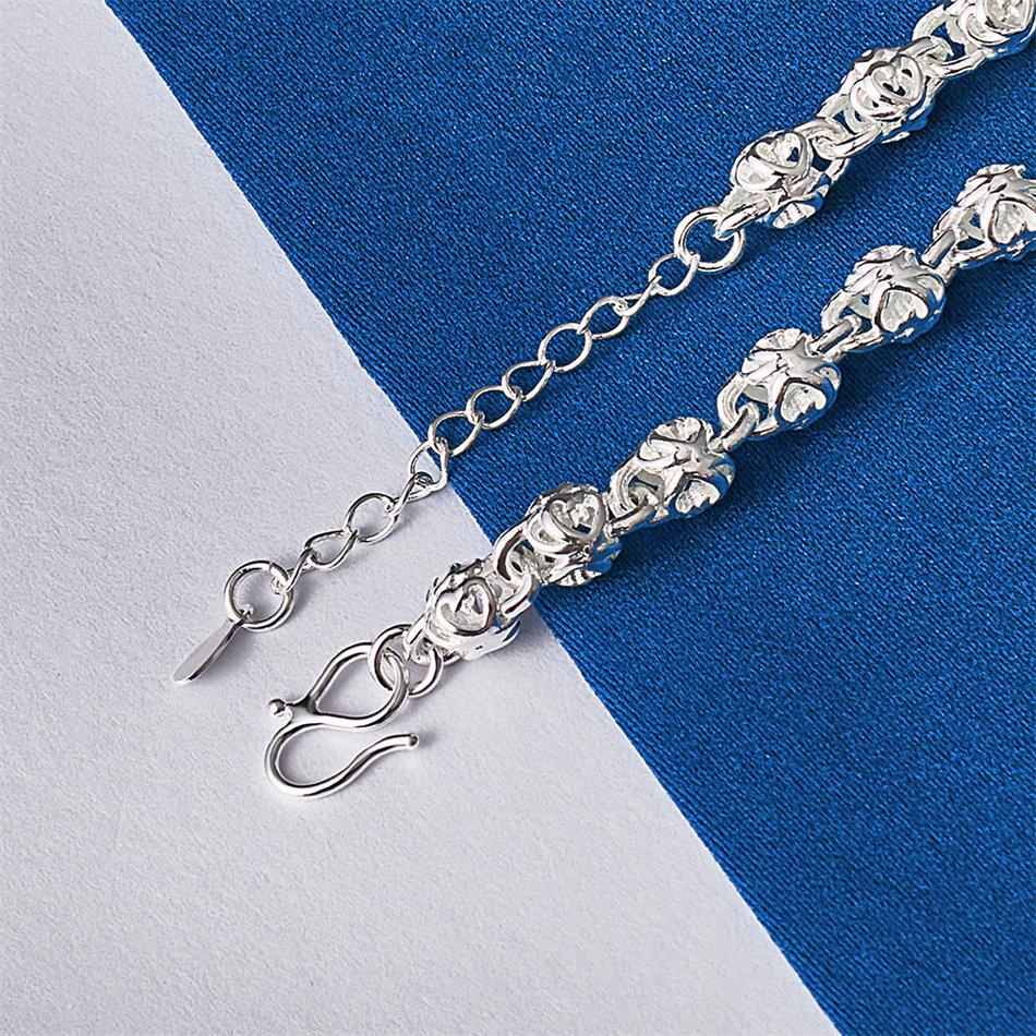 925 Sterling Silver 8-inch Exquisite Hollow Rose Bracelet for Women's Fashion Wedding Party Jewelry Accessories
