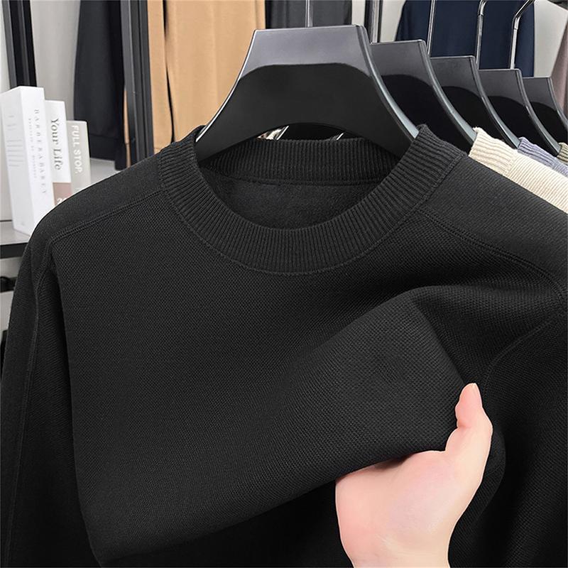 

New Men S Long Sleeve T-Shirt Spring And Autumn Round Neck Knitted Shirt Casual Middle Aged Top Bottom Shirt 4XL&Pack of 1