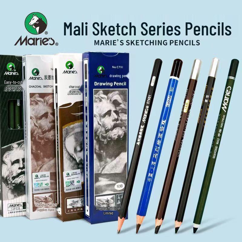 

Mali Charcoal Sketch Pencil Set: Soft, Medium, and Hard (2B, 4B, 6B, 10B, 12B, 14B) for Drawing and Beginner Sketching 2H (1 box)