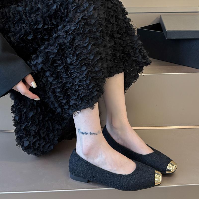 Women Low Heels One Kick  Print Metal Decorative Toe Wear-resistant Rubber Sole Comfortable and Breathable Zapatos Mujer