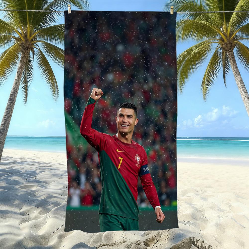Asciugamano da Spiaggia in Microfibra Stampato Sport Calcio Asciugatura Rapida Morbido Assorbente Asciugamano da Bagno per la Costa