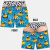 New Men's Fun Beach Shorts, 3D Simulated Leopard Print Thong Pants, Faux Two-piece Print, Beach Swim Trunks, Party Casual Shorts