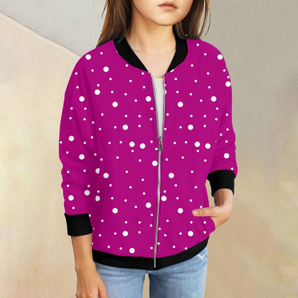 Girls Zip Up Jackets Kids Fall Long Sleeve Sweatshirts Outerwear With Pockets 5-15Years