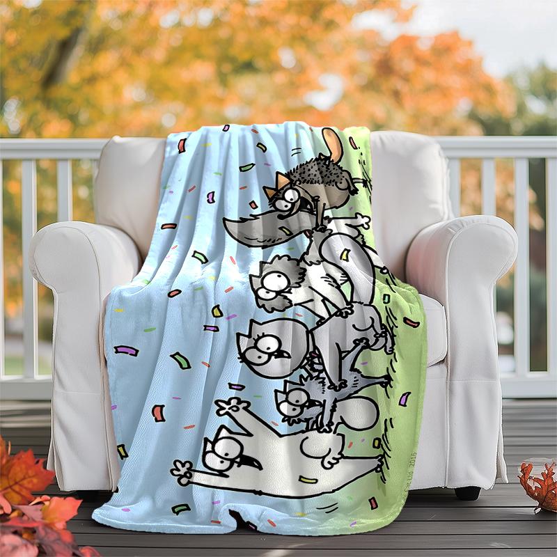 Simon's Cat Flannel Blanket Soft Warm All-Season Throw, Design for Camping, Car Travel, Hiking Sofa, Bed, Office Perfect Gift for Parties