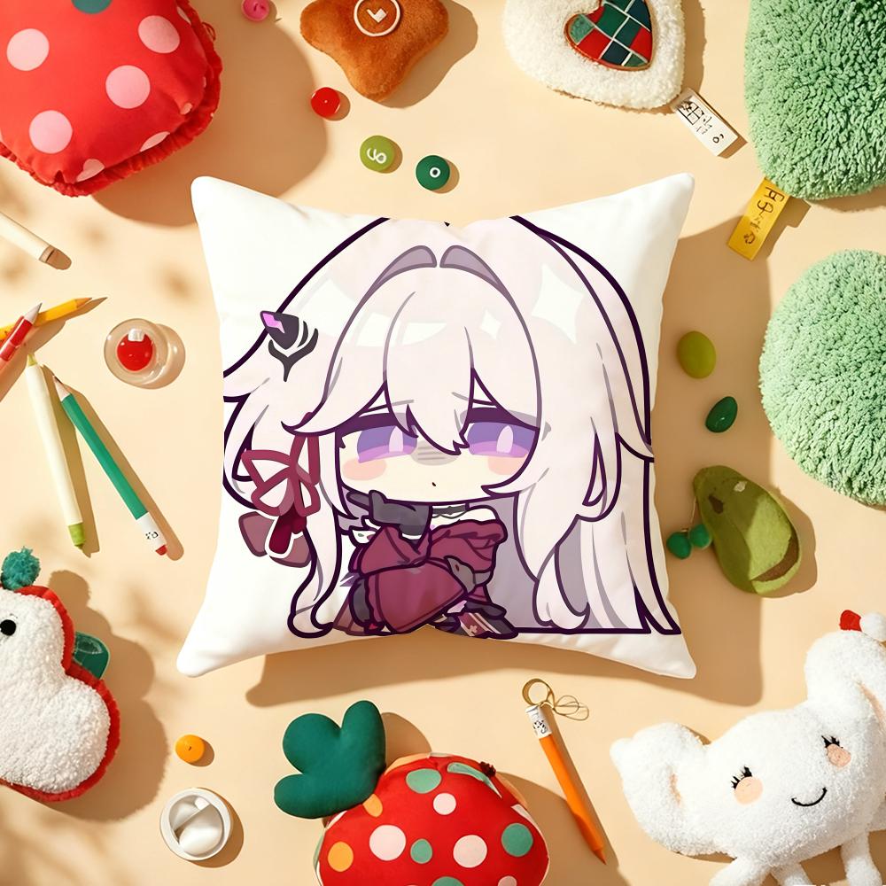 Anime Game HHonkai Impact Cushion Cover Plush Fabric Soft DoubleSided Printed Sofa Warm Winter Home Gift Pillow Cover