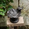 Cast Iron Bird Bath Nostalgic Bird Water Bowl Petal Bird Feeder Basin  Micro Landscape