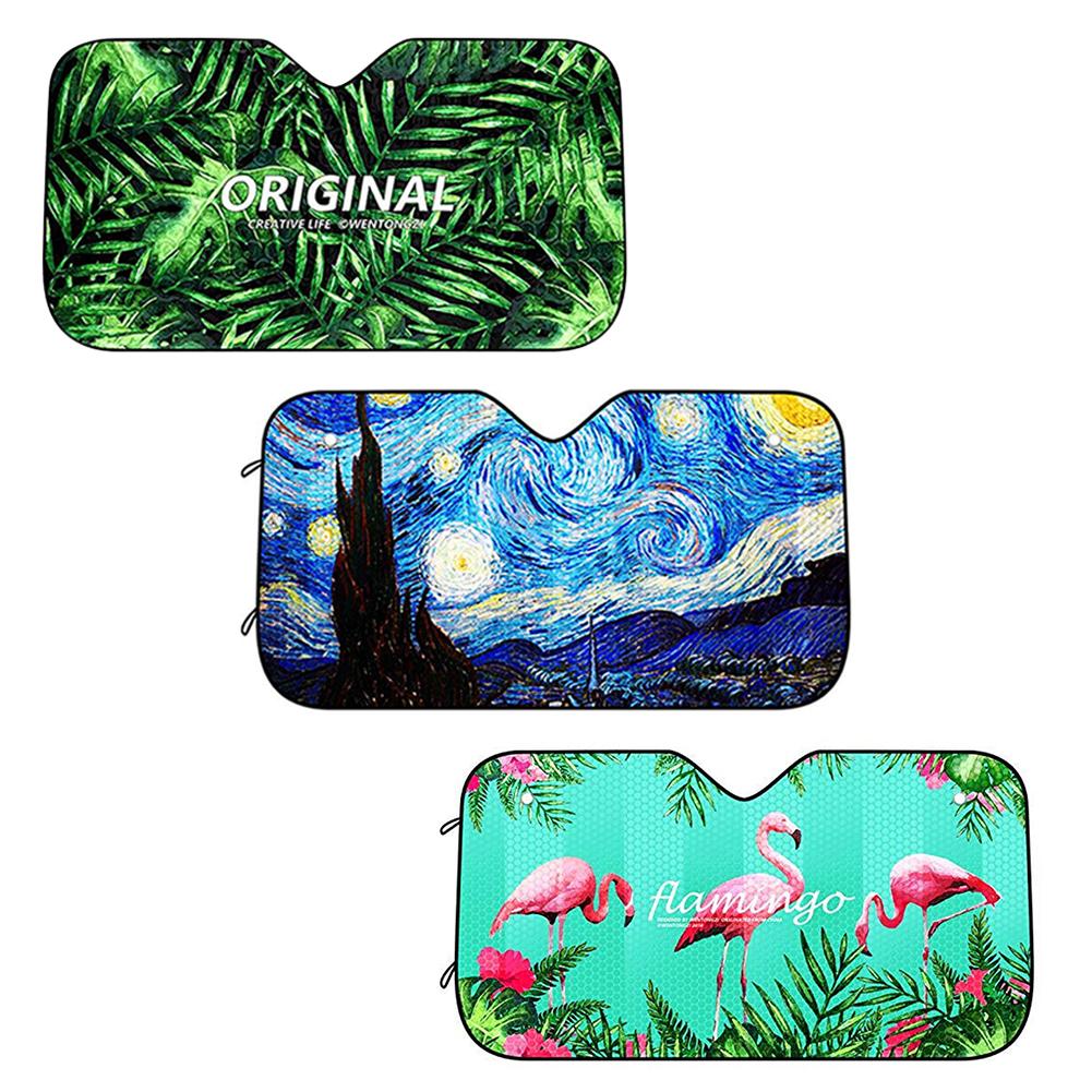 Universal Fit Car Sunshade Front Gear UV Sun Heat Reflector Five-layer Thick Aluminum Foil Summer Cartoon Glass Cover