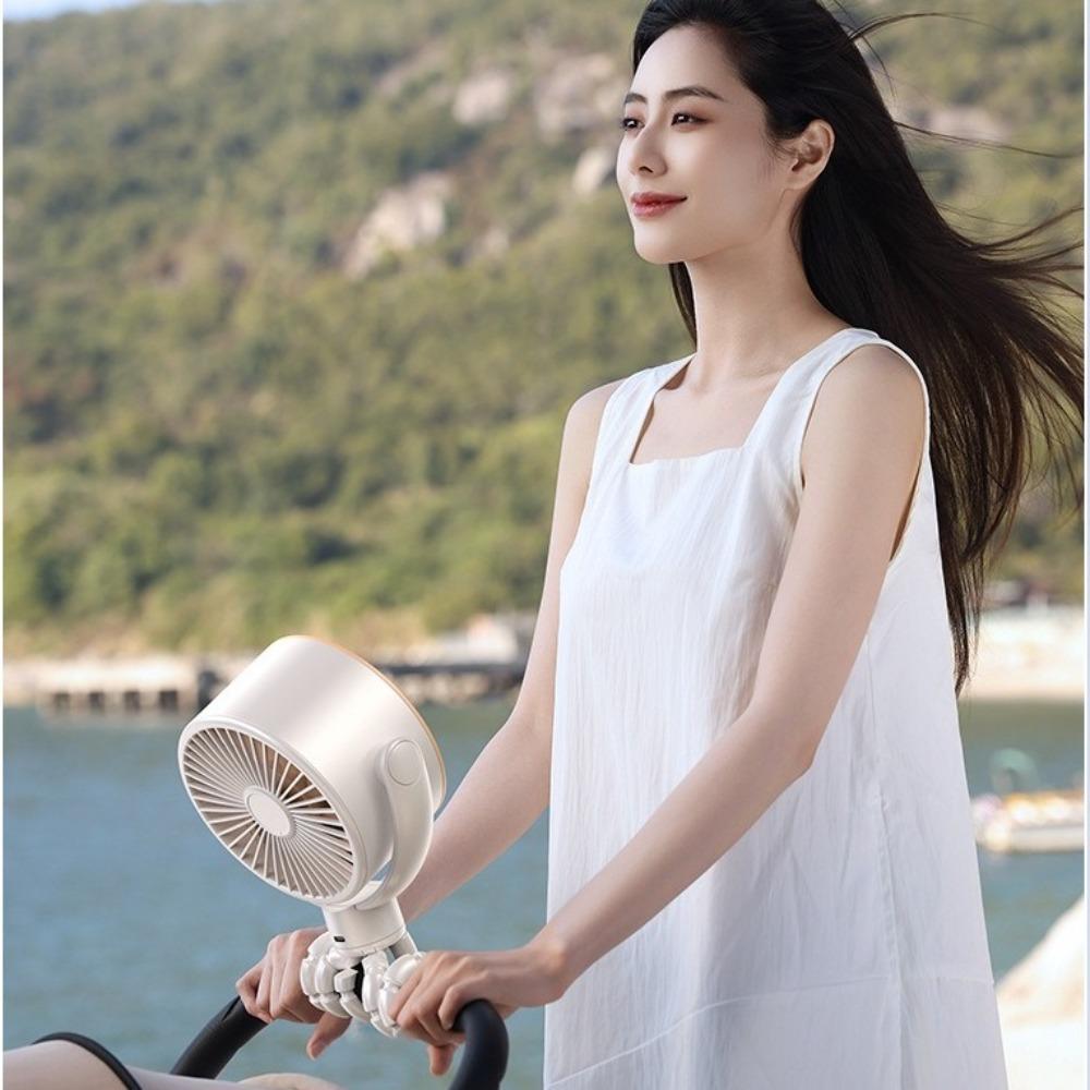 Intelligent Digital Display Octopus Stroller Fan USB Charging Rechargeable Fan for Desktop Use