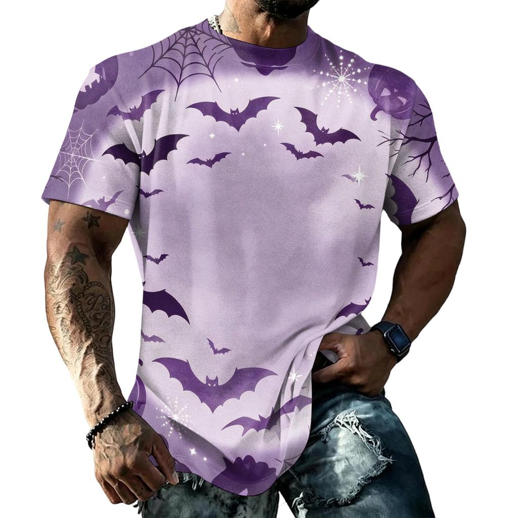 Men's Halloween Vintage Short Sleeve T Shirt Loose Breathable Summer Sports Streetwear Casual Everyday Top Lightweight Comfortable Fit