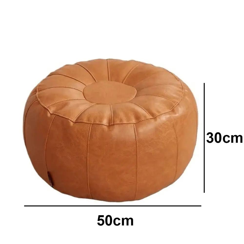 PU Leather Unstuffed Storage Leg Bench Need to Fill Clothes Large Capacity Storage Pouf Round Non-Slip Ottoman Seat Living Room