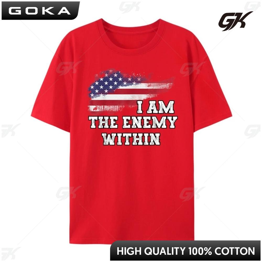 I Am The Enemy Within Pink Graphic Tees Mens Clothing Tshirts Vegan White Graphic Printed T Shirt Fall T Shirt