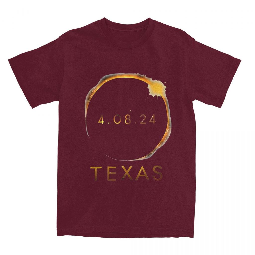 Texas Total Solar Eclipse April 8 2024 Shirt Accessories Men Women Cotton Vintage T-shirt Short Sleeve Clothes Graphic Printing