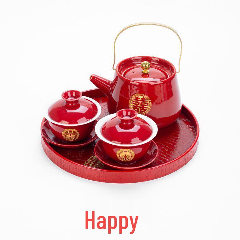 Wedding Tea Set: Complete Cup & Pot Set with Joyful Bowl, Ideal Gift for Newlyweds.