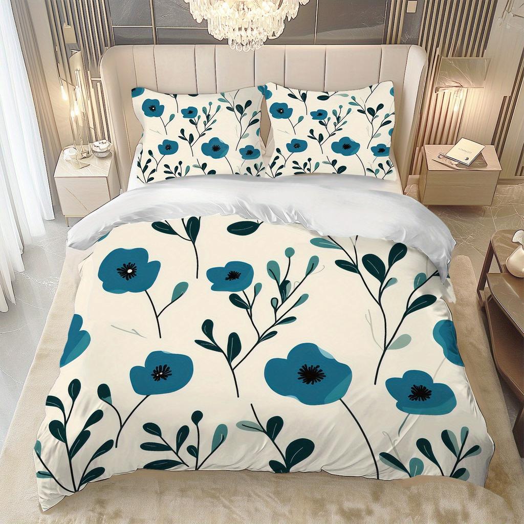 Comforter 3D Floral Pattern Queen Size Four Seasons Bedding Set Home Decor Room Decor 3 Piece Set With 2 S