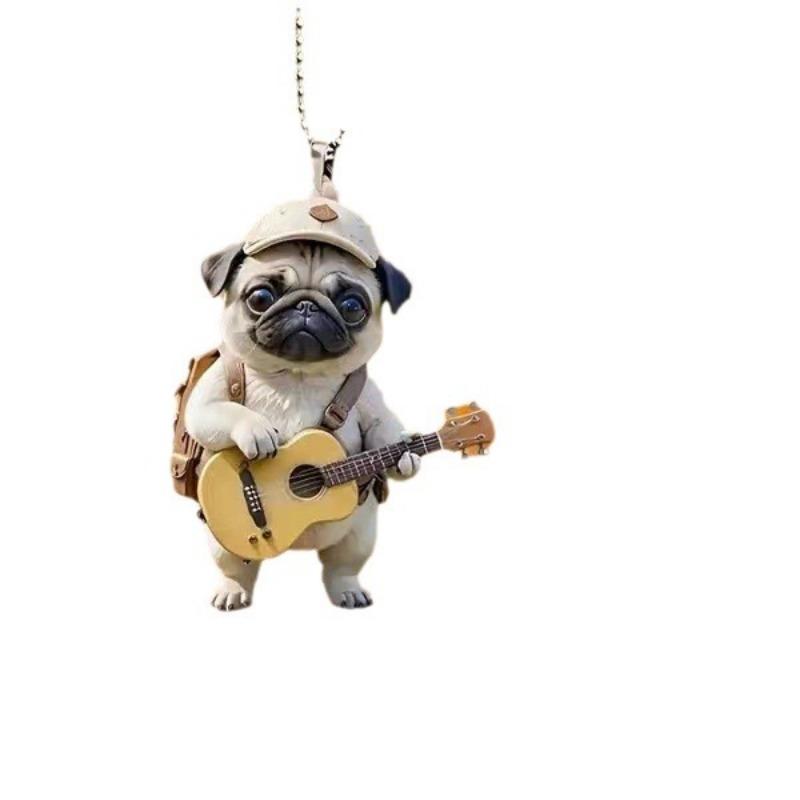 Nou acrilic plat 2D chitară câine mașină pandantiv pandantiv pandantiv rucsac breloc telefon mobil pandantiv pandantiv