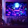Blacklight Fantasy Forest Tapestry Trippy Mushroom Uv Reactive Galaxy Moon Tapestries Butterfly Landscape For Bedroom Home Decor